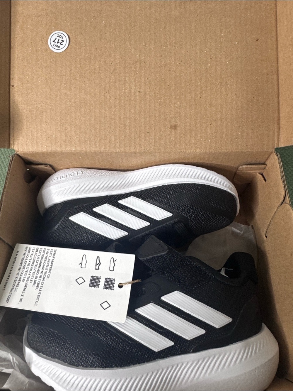 adidas Kids Black and White Hook-and-Loop Sneakers